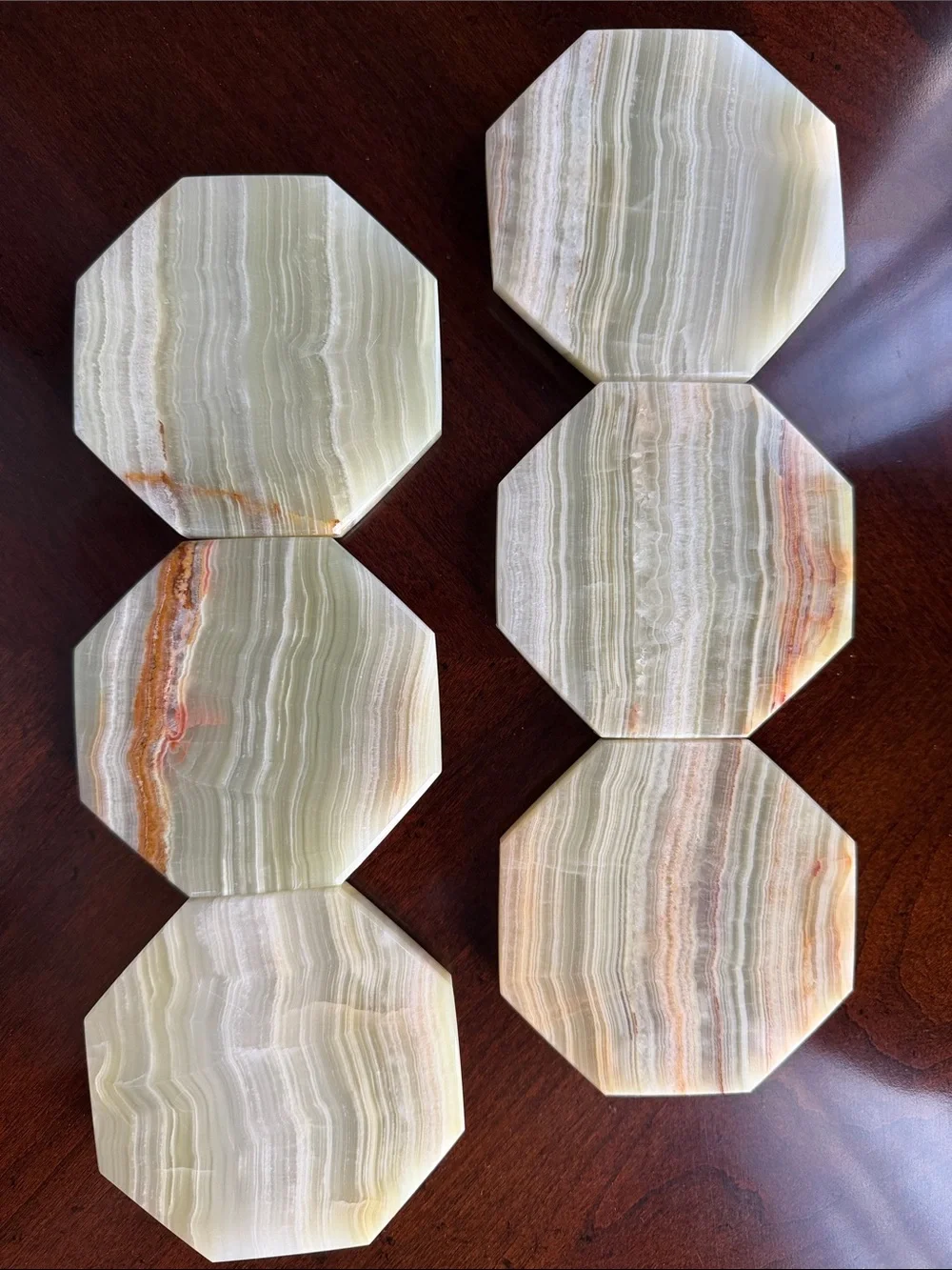 Green Onyx Marble Coasters - Set of 6 - NWOT